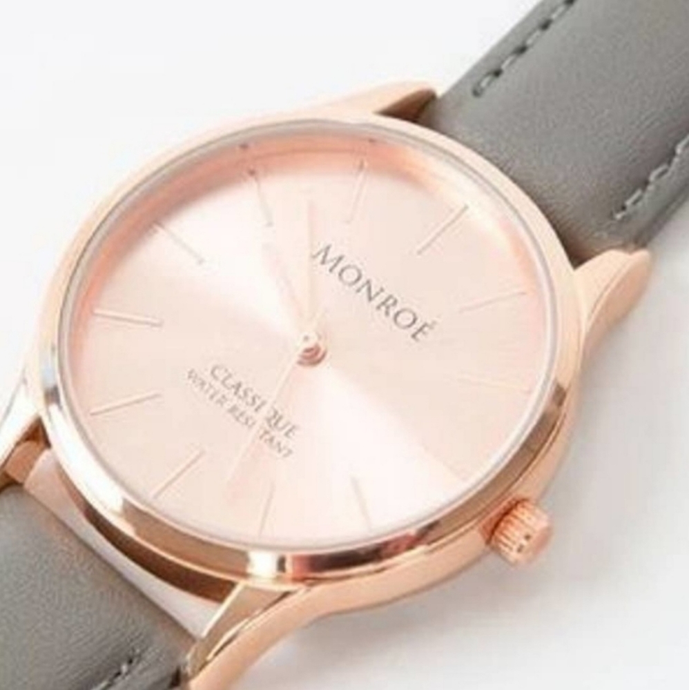 Monroe Classique Solerose Watch Rose Charcoal Band